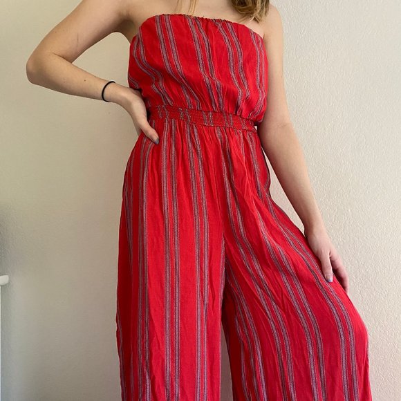 Urban Outfitters Red Vertical Striped Romper NWT - Picture 3 of 7